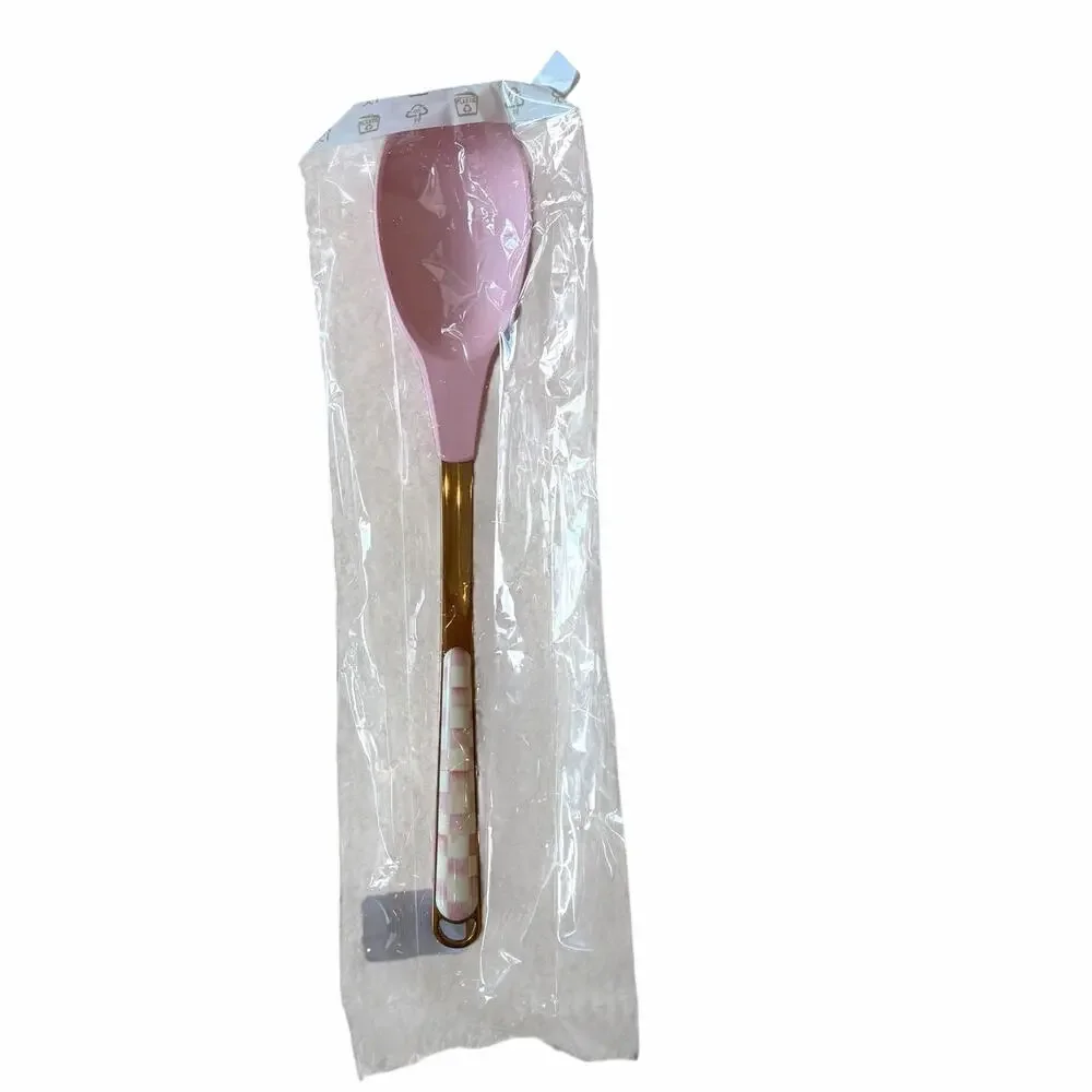 MacKenzie-Childs Rosy Check Spoon 12in Pink & White Coquette Kitchen NEW